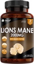 Nové listy Produkty Lions Mane Houba Extract Dodatek 2000mg - 180 Vysokopevnostní Veganské tablety s Black Pepper - (Ne prášek nebo kapsle) Vyrobeno ve Velké Británii