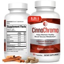 CinnaChroma Kapsle - Skořice doplňky s 10: 1 Extract, Chrom, Vanadium, Selen, Vitamin D3 & K2 - Přírodní cukr Block - 30 Kapsle, 1 měsíc Dodávka