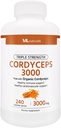 ML Naturals Triple Strength Cordyceps 3000 Made with Organic Cordyceps, 240 Zeleninové kapsle. Zdravá imunitní podpora, Non- GMO, NSF- Certified & cGMP- Compliant Third- Party Lab Tested.