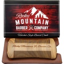 Beard Comb - Sandalwood Natural Hatchet Style for Hair - Anti- Static & No Snag, Handmade Wide & Fine Tooth Contour Brush Best for Beard & Mousch with Carrying Case Pouch