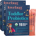LOVEBUG Dětský Probiotický prášek s prebiotickým vláknem - Podpora odolnosti a zácpa - USDA Organic Probiotics for Children Gut & Digestive Health (Ages 1-4) - 60 Pack (Unaromatised)