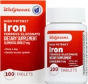 Walgreens High potency Iron Ferrous Gluconate 27mg, tablety 100 ea