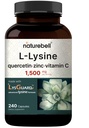 NatureBell L- Lysin 1,000mg Kapsle + Quercetin 250mg s vitaminem C a zinkem, 240 Počet 124; Volný formulář Aminokyseliny, L Lysinový komplex 124; Imunitní podpora, Lip & Kožní doplněk zdraví
