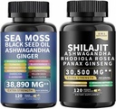 Mos Moss a shilajit Mos Black Seed Oil Ashwagandha Ginger & shilajit rhodiola rosea panax Ginseng (120 Počet kusů (2))