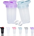 Třpytící se proteinový hrnek a 10- Ounce / 300ML třepací láhev s whiskovými kuličkami, proteinový třepací set, Non- BPA plast (Bule + Purple (2PCS))