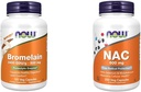 Nyní doplňky, Bromelain 2 400 GDU / g - 500 mg, přírodní proteolytický enzym *, 120 Veg Kapsle & doplňky, NAC 600 mg se Selenium & Molybden, 250 Veg Kapsle
