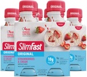 SlimFast Meal Náhradní Shake, Původní Jahody & Cream, 10g připraveného k pití protein pro hubnutí, 11 Fl. Oz láhev, 4 Počet (balení 3) (Balení května Vary)