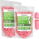 XPRS Nutra Vegan Velikost 0 Oddělené kapsle - 1000 Hrabě Premium Prázdné kapsle Oddělené v sáčcích - 0 pilulek pro DIY doplněk plnění (růžová)