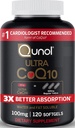 Qunol Ultra CoQ10 100mg, 3x lepší absorpce, patentovaná voda a tuk rozpustný přírodní doplněk forma koenzymu Q10, Antioxidant pro srdeční zdraví, 120 Počítání Softgels