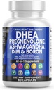 DHEA 200mg dodatek těhotenolon 100mg pro muže a ženy s DIM Ashwagandha Boron 6mg Komplexní vápník hořčík zinek 50mg Vitamin D3 5000 IU Hormon Support Kapsle pilulky vyrobený v USA 60 Počet