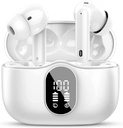 Btootos Bezdrátové sluchátka Bluetooth 5.4 Sluchátka Bass Stereo Ušní Budy s hlukem Cancelling Mic LED displej v Ušní sluchátka IP7 Vodotěsný 36H Playtime pro Laptop Pad Phones Sportovní cvičení White