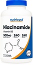 Nutricost Niacinamid (vitamin B3) 500mg, 240 tobolek - Non- GMO, gluten zdarma, Flush zdarma vitamín B3