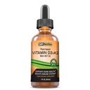 Veganský vitamin D3 + K2 (MK-7) Tekuté kapky s MCT olejem, mátovou příchutí, pomáhá podporovat silné kosti a zdravé srdce