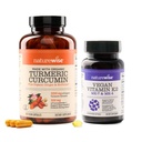 NatureWise Curcumin Turmeric 2250mg s vitaminem BioPerine & Vegan K2 MK-7 100mcg a MK4 500mcg - 180 Count & 90 Softgels