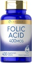 Carlyle Folic Acid 400 mcg color 124; 400 Tablet color 124; Vegetarian, Non-GMO, gluten zdarma dodatek
