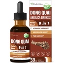 Dong Quai Liquid dodatek pro ženy, Angelica Sinensis Root Extract Tincture Support Menopause & PMS Relief, Hot Flashs, Bylinné míchání Kapky s Red Clover Fenugreek. 2oz