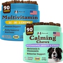 Natural Dog Company Multivitamin a uklidňující doplněk Bundle, Denní nutrienty a úzkostné úlevy pro psy, podpora společné zdraví, kůže & coat, snížit stres z hluku a cestování, esenciální vitaminy