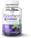 Elderberry Gummies s vitamínem C a zinkem - Imunitní posilovač Elderberry Gummies pro dospělé a děti - Veganské přírodní složky obrany Multivitaminy s antioxidační podporou (60 Gummies)