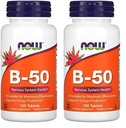 Nyní doplňky, Vitamin B-50 mg, Energie Production *, Nervový systém Zdraví *, 100 tablet (Balení po 2)