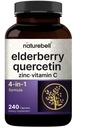 NatureBell Sambucus Elderberry Kapsle, 5000mg Per Serving with Quercetin 500mg, Vitamin C and Zinek, 240 Počet 124; European Black Elderberry Fruit Extract - 4 v 1 Immunní Supplements