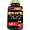 6in1 Trans Resveratrol dodatek s Grape Seed, Mléko Thistle, a další - Resveratrol 1000mg - Podpory pro imunitní systém, srdeční zdraví, Body Management - 180 Kapsle