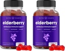 NutraChamps Elderberry Gummies s vitamínem C, Propolis & Echinacea - Imunitní systém podpora Gummy Vitamíny pro dospělé a děti - Max síla 200mg Sambucus Antioxidant (Balení 2)