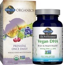 Zahrada života jednou denně Vegan DHA + Prenatal Multi Bundle: Dr. Percepted Vegan DHA 30 Softgels + Organics Prenatal Jednou denně Multivitamins s folátem pro ženské prenatální zdraví, 30 Tablet