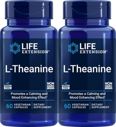 Life Extension L-Theanine, 60 Vegetarian Capsules (Pack of 2) - Amino Acid Derived from Tea - Gluten-Free, Non-GMO