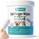 Čistič uší Wipes 60 Počítání, Čistič uší pes, Kočicí Kit Psí a Kočky, Měkké a snadné čisticí Pady, Odstranit vosk, Dirt & Stop Smelly, Itchy, Non- Irritating, Coconut Scent