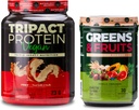 Nutrology Green & Fruits Powder- Přirozeně sourced Superfood, Vanilla Skořice (30 Služeb) TRIPACT Vegan Protein Powder, Peanut Butter Vanilla (20 Služeb)