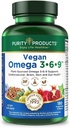 Produkt čistoty Vegan Omega 3-6-9 Vzorec - "5 in 1" Essential Fatty Acid Complex - Vědecky definovaný Plant- based Omega 3 6 9 Essential Fatty Acids (EFA) - 3 měsíční dodávka - 180 Softgels