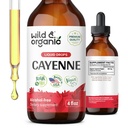 Wild & Organic Cayenne Pepper Tincture - Dědičná podpora s Capsaicin Extract - Cayenne Pepper Liquid Kapky pro celkové Well- Bytí - Vegan, Cukr & Alcohol- Free - 4 fl oz