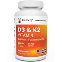 Dr. Berg Maximální síla 2- in-1 Vitamin D3 K2 5000 IU Vitamin 124; přirozeně odvozené D3 RNA 124; 4X Lab- Testované a ověřené RNA 124; Vysoký absorpční vzorec Př