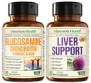 Glucosamine Chondroitin MSM s turmerickou boswellií a vyčištěním jater Detox a opravy 40 + doplněk jater s 50% Silymarin Mléko Thistle extrakt pro kloubní a jaterní podporu