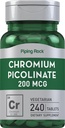 Piping Rock Chromium Picolinate 200mcg IR 124; 240 Tablet IR 124; Vegetarian, Non-GMO, gluten zdarma dodatek