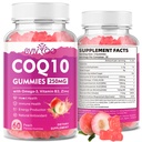 Sugar- Free CoQ10 Gummies 250mg, Plus Omega-3, vitamin B3 & zinek, hořčík - vysoká absorpce Coenzym Q10 doplňky pro srdeční zdraví, celulární energie, a antioxidant podpora, 60 Počet