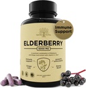 Elderberry s vitamínem C, zinek, & Ginger - Potenciální imunitní posilovač 5000 Mg Elderberry, zinek, & Vitamin C - Non- GMO imunity Vitamíny pro dospělé, aby vám pomohl cítit vibrační, 60 Caps.