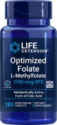 Life Extension Optimalizovaný folát (L- methylfolát) 1700 mcg DFE, 180 Veg tablety