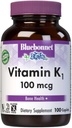 Bluebonnet vitamin K1 100 mcg Podporuje zdraví kostí - Phylloquinon Crystalline vitamin K dodatek - Non- GMO, Kosher Certified, gluten- Free, Dairy- Free - 100 Veganské Kapsle