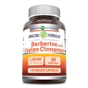 Úžasné hry Berberine s čistou Ceylon Skořice 1200 Mg Per Serving 124; Premium Complex Dodatek 124; Veggie Kapsle 124; Non-GMO CLANE124; Gluten Free CLANE124; Made in USA (1 balení 124; 120 Počet)