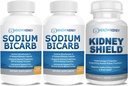 Bikarbonát sodný 650mg Kapsle pro acid Relief, Alkalinity 120 pilulky 2- Pack + ledový štít 120 Caps Ledviny dodatek k podpoře normální funkce ledvin