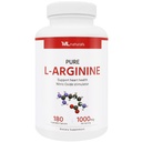 ML Naturals Pure L- Arginine 1000 mg 180 Zeleninové kapsle. Aminová kyselina, oxid dusičitý stimulátor, a podporuje srdce zdraví, NSF-Certified & cGMP-Compliant.