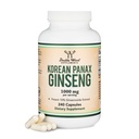 Ginseng Kapsle (Korean Red Ginseng Extract, Panax Ginseng 10% Ginsenosids) (4 měsíční dodávka) 240 Veganské Kapsle - 1,000mg na servírování pro nálady, kognitivní funkce a energetická podpora Double Wood