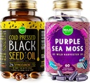 Maju Superfoods Black Seed Oil Kapsle a Purple Moss Kapsle Bundle