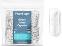 PureCapsUSA - Prázdná želatina Pill Kapsle Velikost 0 color 124; 100 spojených pills color 124; Clear colum124; Non- GMO Certified colum124; SLS, gluten, konzervativní zdarma