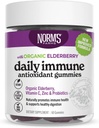 Norm 's Farms Organic Elderberry Gummies - Denní imunitní podpora pro dospělé a děti se zinkem, DE111 Probiotic, Vitamin C - Made in USA, 3. strana Testováno - Vegan, gluten- Free, Kosher, Non- GMO, 60 Gummies
