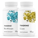 THORNE - Basic B Complex (60 kapslí) & Vitamin D- 5000 (60 kapslí) Bundle - Podporuje tvorbu buněčné energie, zdraví mozku a zdravé kosti - Lepek, mlékárenské a sójové