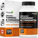 Reew Actives Organic Turmeric 474MG & Cinnamon 50MG per 2 Capsules - with Curcumin & BioPerine for Absorption - Podporuje metabolismus, společné zdraví a stravení - Made in Canada - 120 Capsules