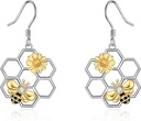 LUHE Bee Náušnice pro ženy 925 Sterling Silver Bumble Náušnice s Honeycomb Honeybee šperky Dangle dárky pro ženy