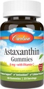 Carlson - Astaxanthin Gummies, s vitaminem C, imunitní podpora, antioxidant, srdce zdraví, non-GMO, třešňové ochucení, 46 vegetariánské gumy